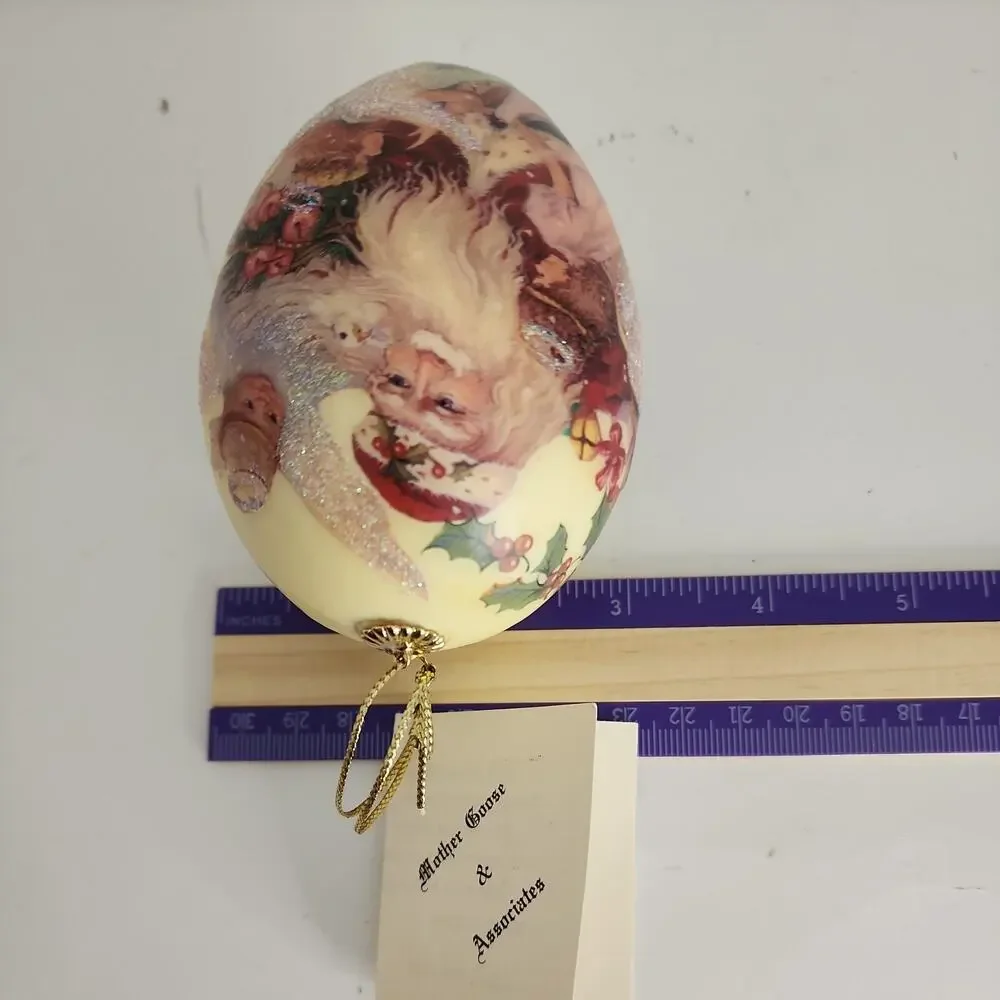 2003 Mother Goose Associates Goose Egg Christmas Ornament Santa St. Nick Angels